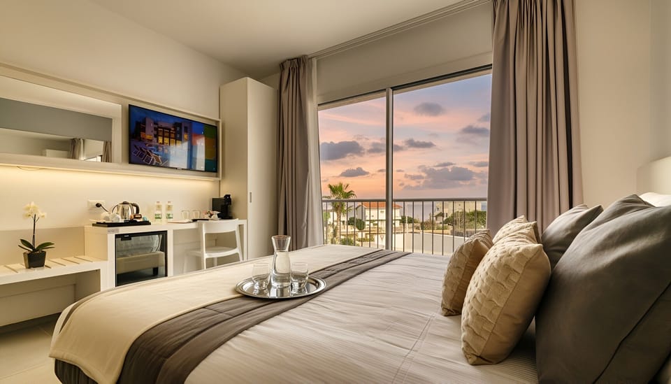 Premium bedding, down comforters, memory foam beds, free minibar