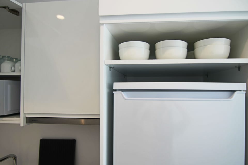 Deluxe Apartment | Private kitchen | Fridge