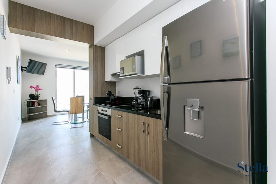Honeymoon Apartment, 1 King Bed, Balcony | Private kitchen | Full-size fridge, microwave, oven, stovetop