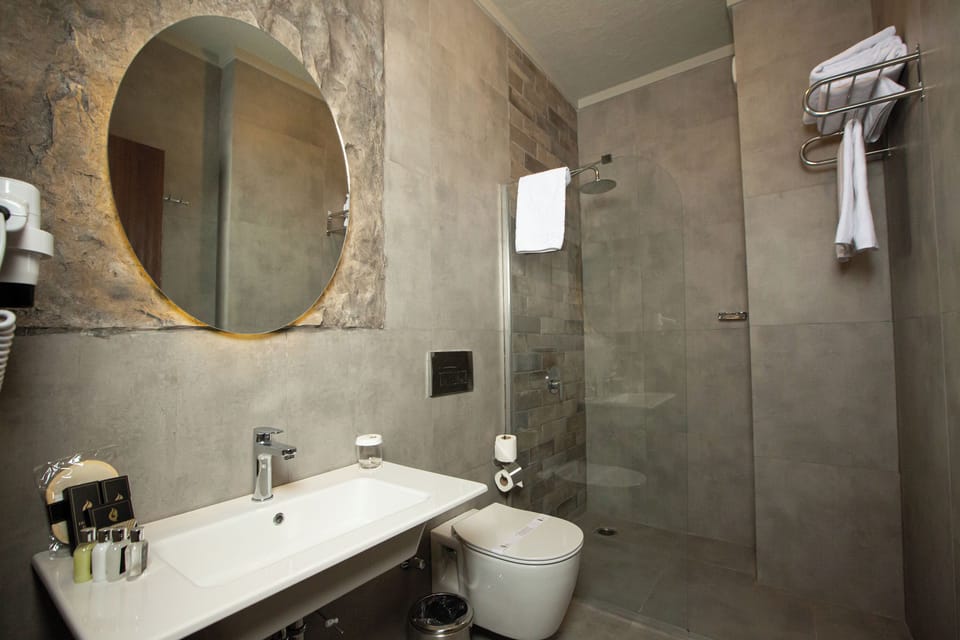 Comfort Double Room | Bathroom | Shower, rainfall showerhead, designer toiletries, hair dryer