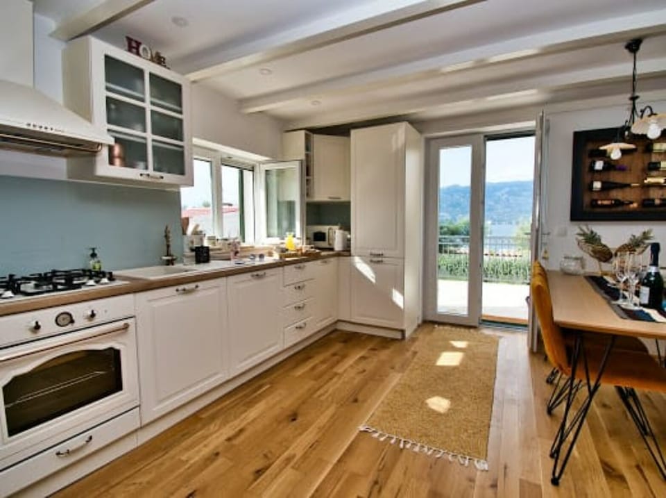 Family House, 2 Bedrooms, Sea View, Beachside | Private kitchen | Full-size fridge, microwave, oven, stovetop