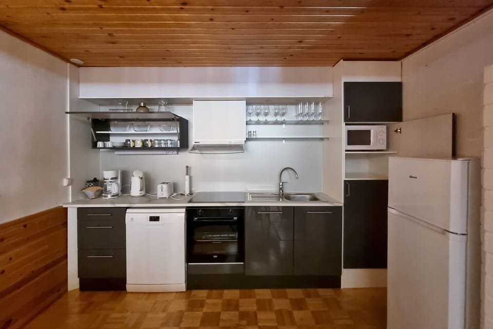 Comfort Apartment, Multiple Beds, Non Smoking, Sauna | Private kitchen | Full-size fridge, microwave, oven, stovetop