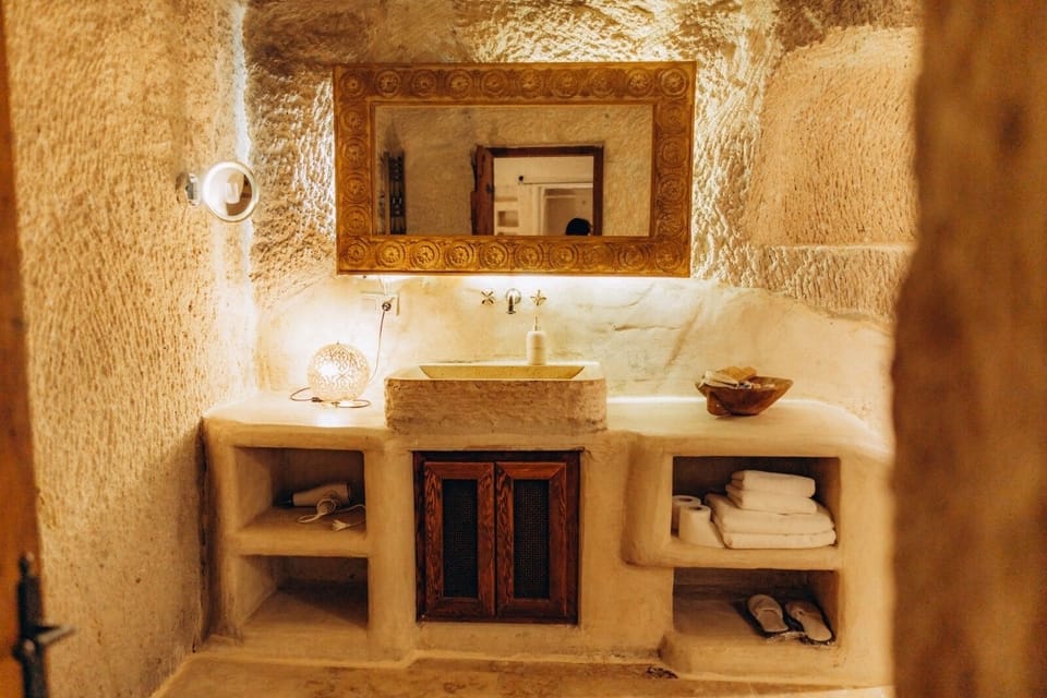 Luxury Room | Bathroom | Designer toiletries, hair dryer, slippers, bidet
