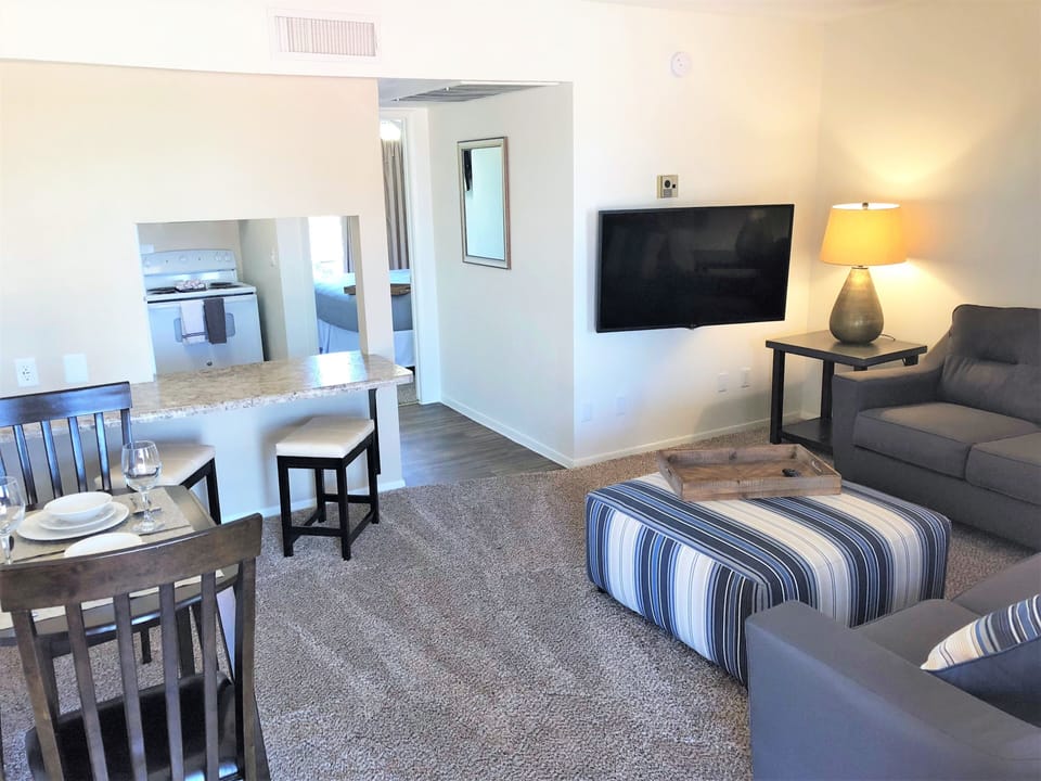 Apartment, 1 Bedroom | Living room | TV, fireplace