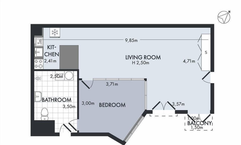Apartment, 1 Bedroom, Balcony, City View | Floor plan