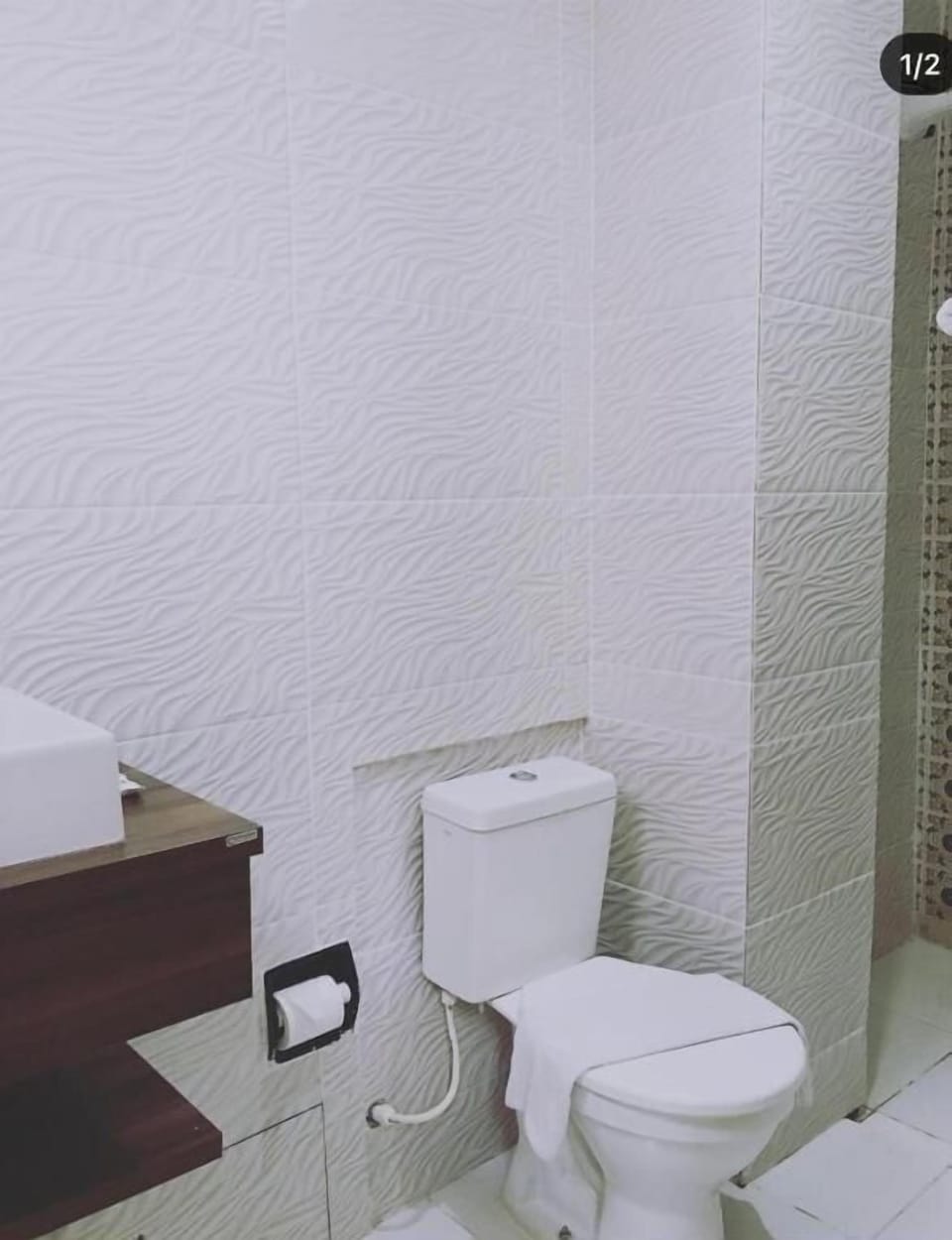 Shower, towels, soap, shampoo