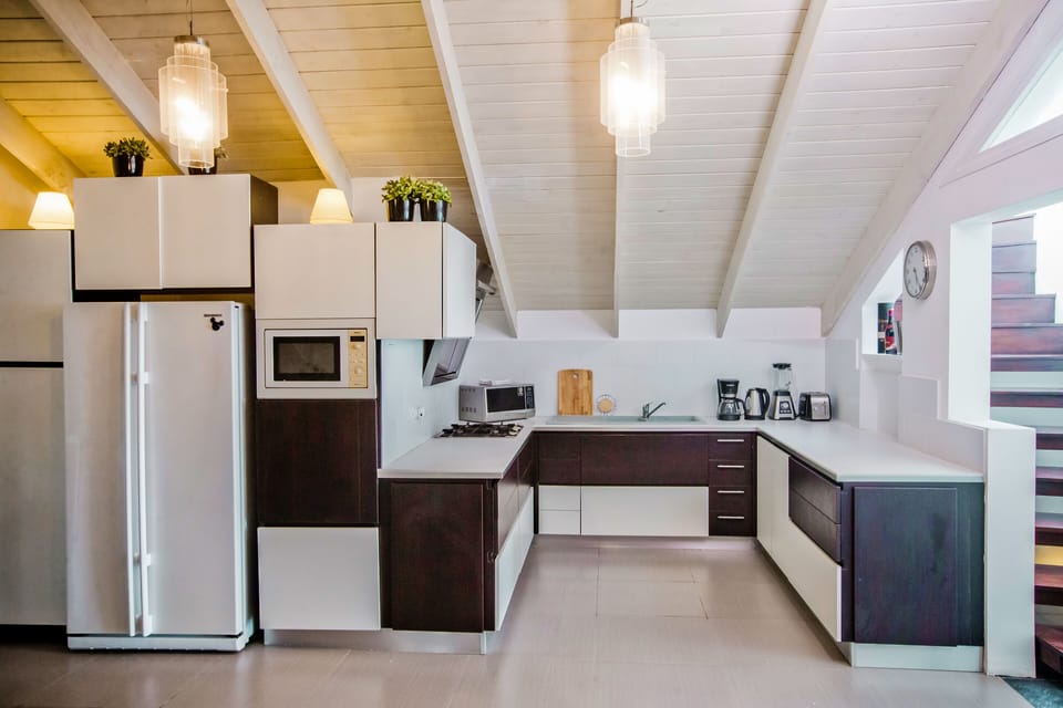 Deluxe Apartment | Private kitchen | Fridge, microwave, stovetop, coffee/tea maker