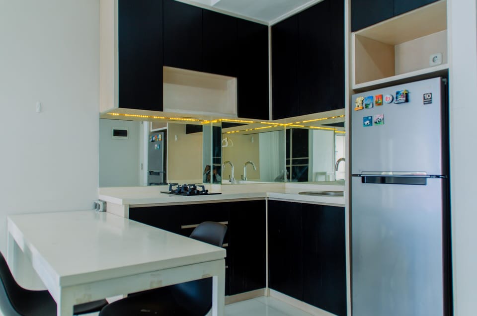 Fridge, stovetop, cookware/dishes/utensils