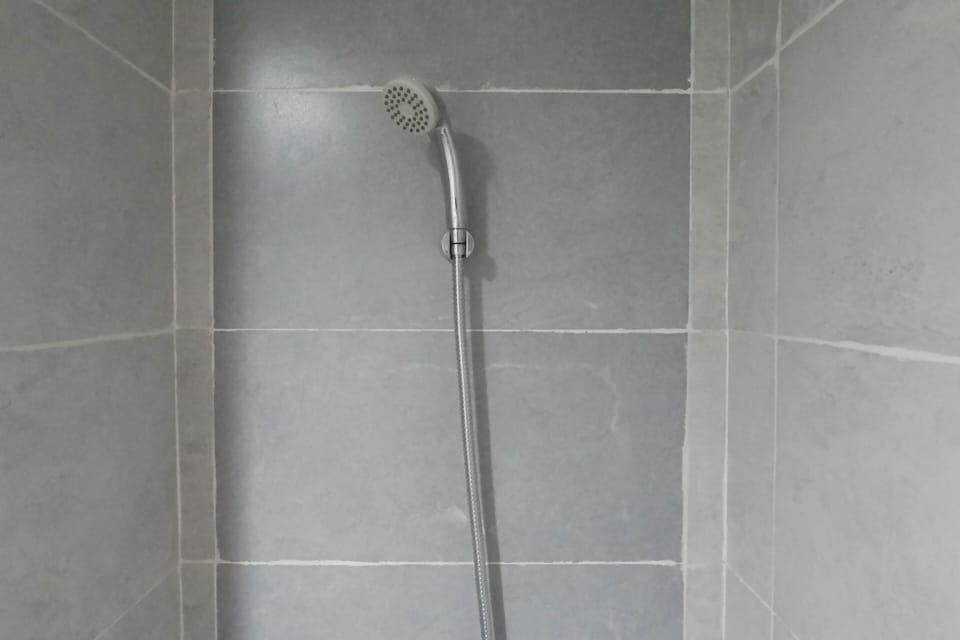 Shower, free toiletries, towels