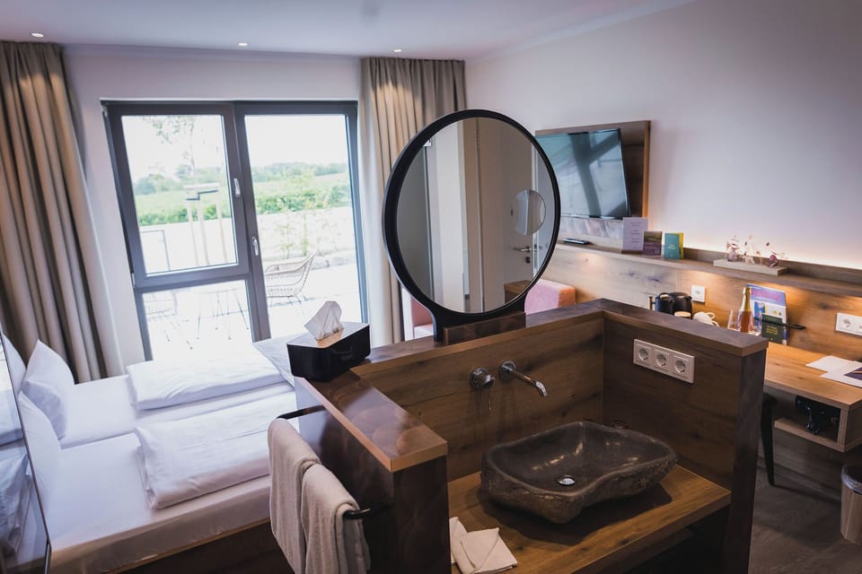 Comfort Double Room, Vineyard View | Hypo-allergenic bedding, minibar, in-room safe, individually decorated