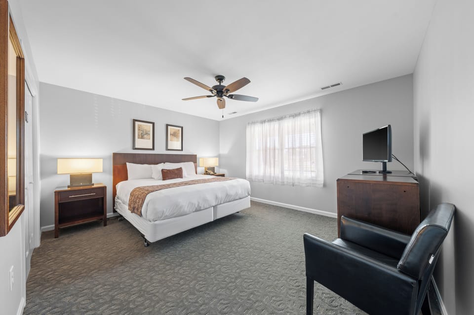 Deluxe Suite, 1 King Bed | Bathroom | Combined shower/tub, free toiletries, hair dryer, towels