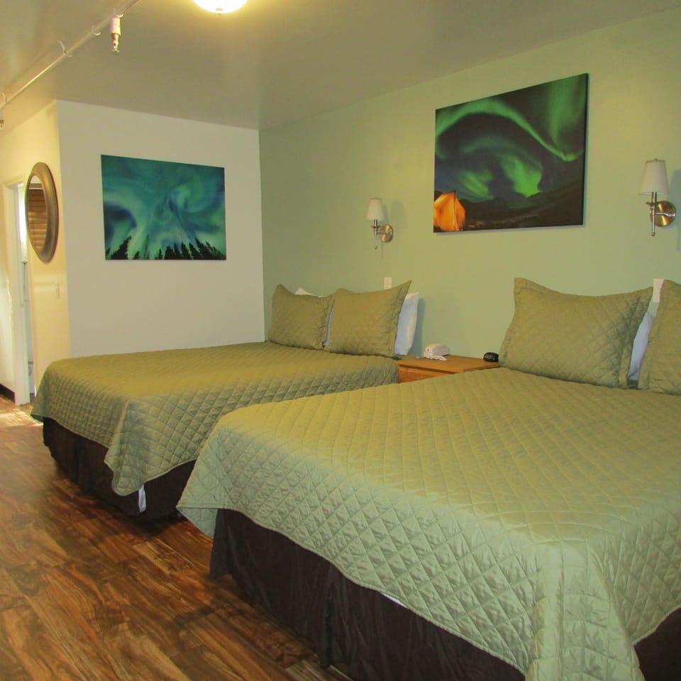 Double Room, 2 Queen Beds | Blackout drapes, iron/ironing board, free WiFi, bed sheets