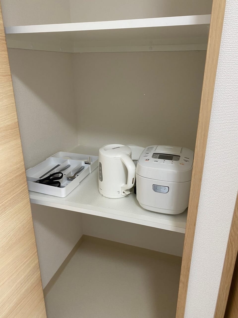 Mini-fridge, microwave, rice cooker, griddle