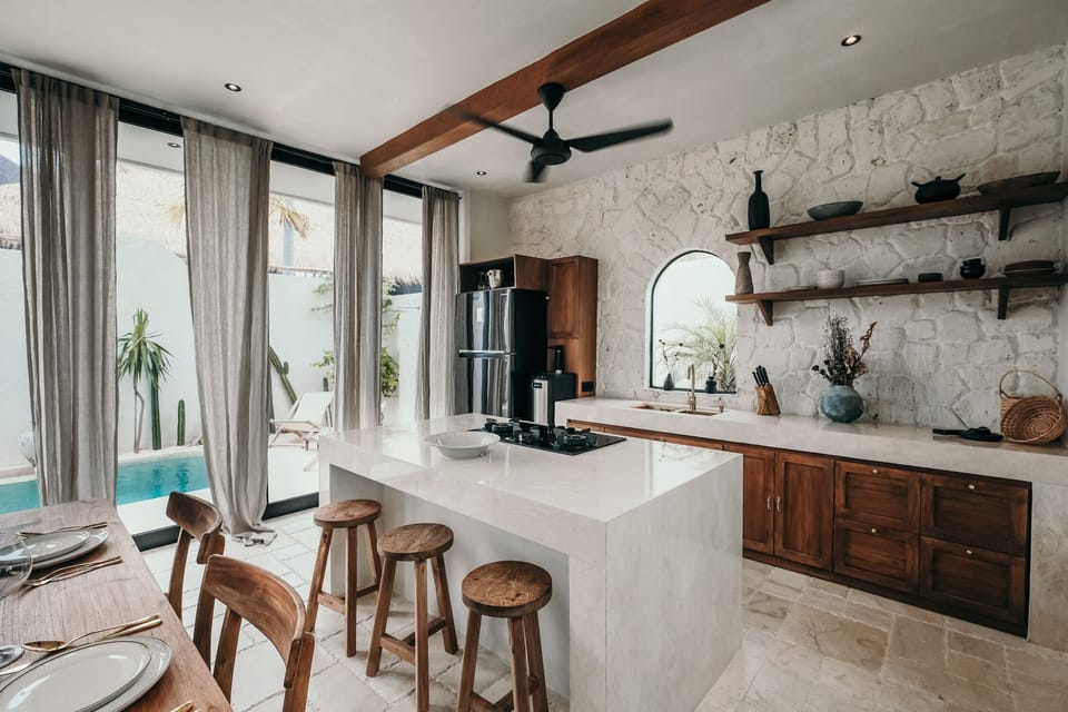 Luxury Villa | Private kitchen | Full-size fridge, oven, stovetop, griddle