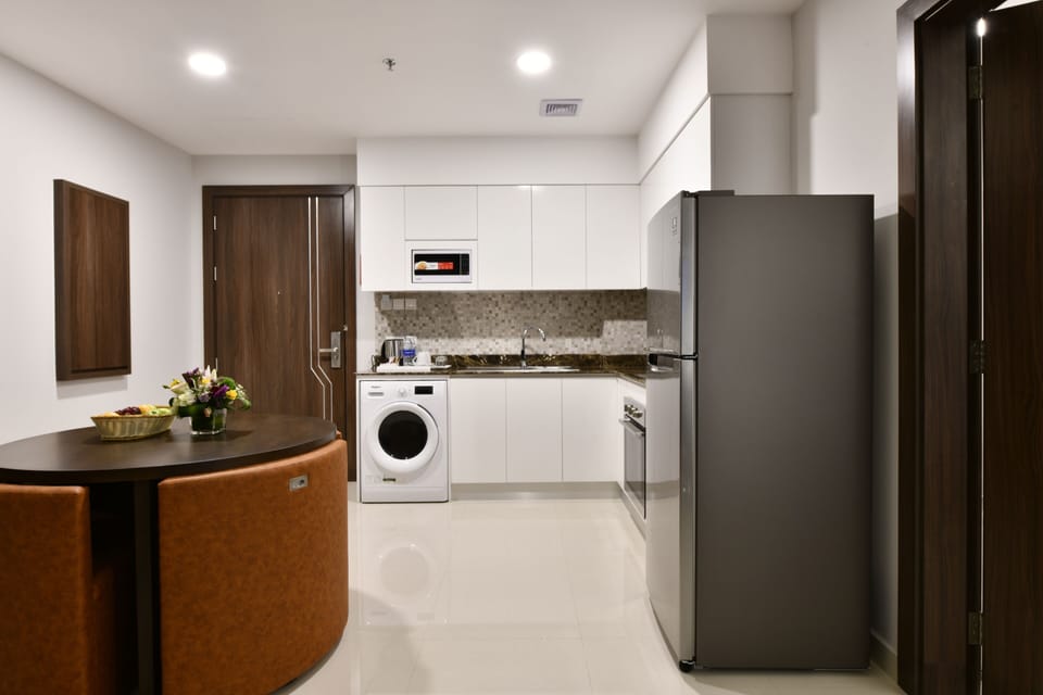 One Bedroom Apartment King Bed | Private kitchen | Coffee/tea maker, fridge, electric kettle