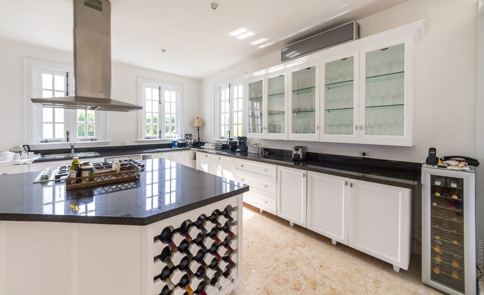 Luxury Villa | Private kitchen | Full-size fridge, microwave, oven, stovetop