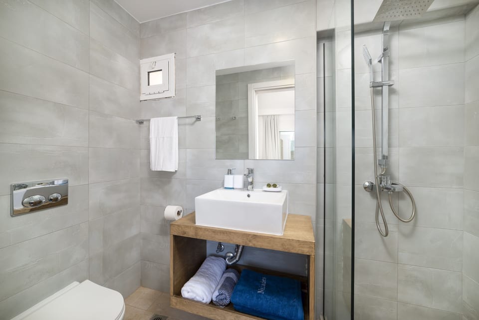 Shower, slippers, towels