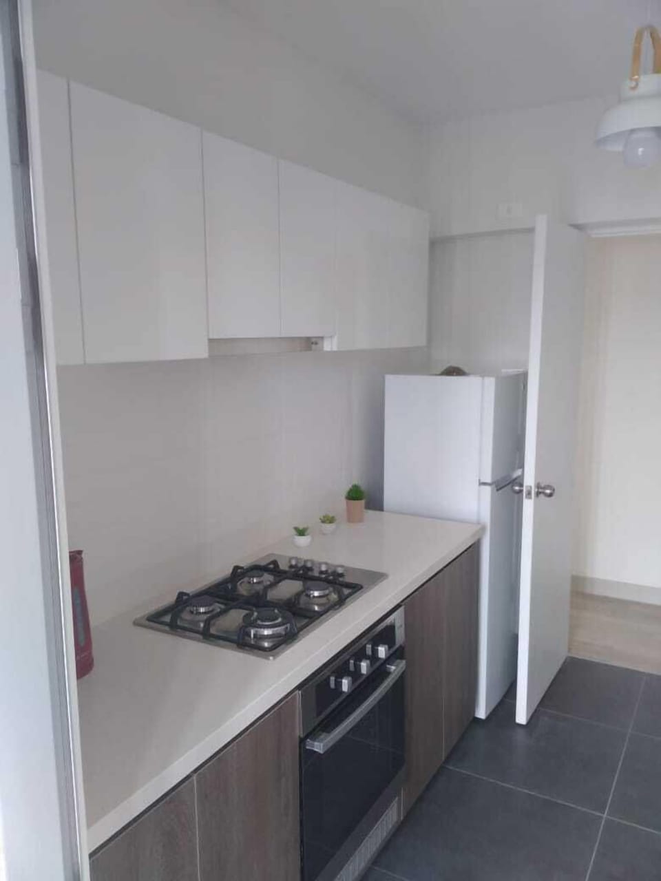 Business Apartment | Private kitchen | Full-size fridge, microwave, oven, toaster