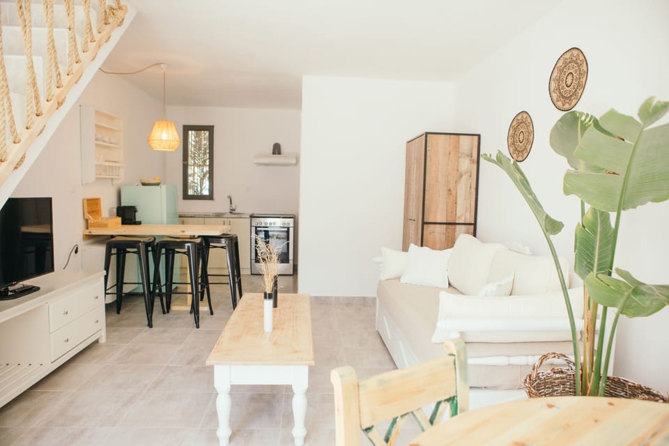 Beachfront Maisonette with Sea View | Living area | 32-inch flat-screen TV with cable channels, Netflix, streaming services