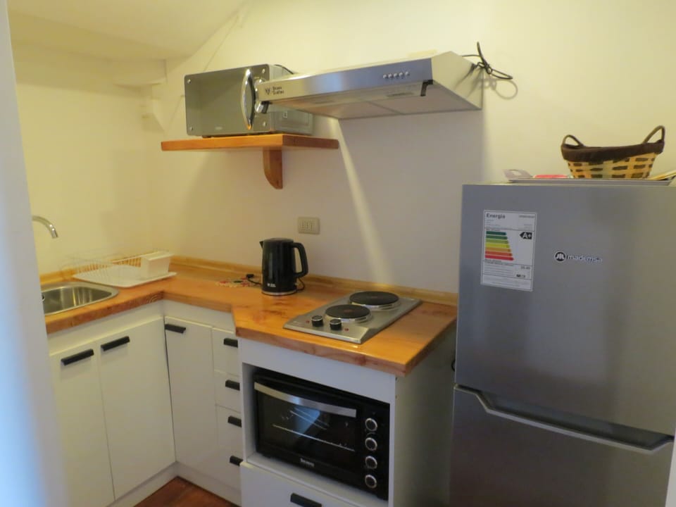 Exclusive Apartment | Private kitchen | Full-size fridge, microwave, electric kettle, toaster oven