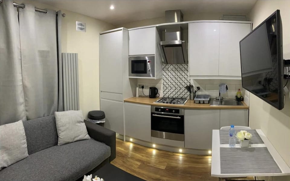 Apartment | Private kitchen | Fridge, microwave, oven, stovetop