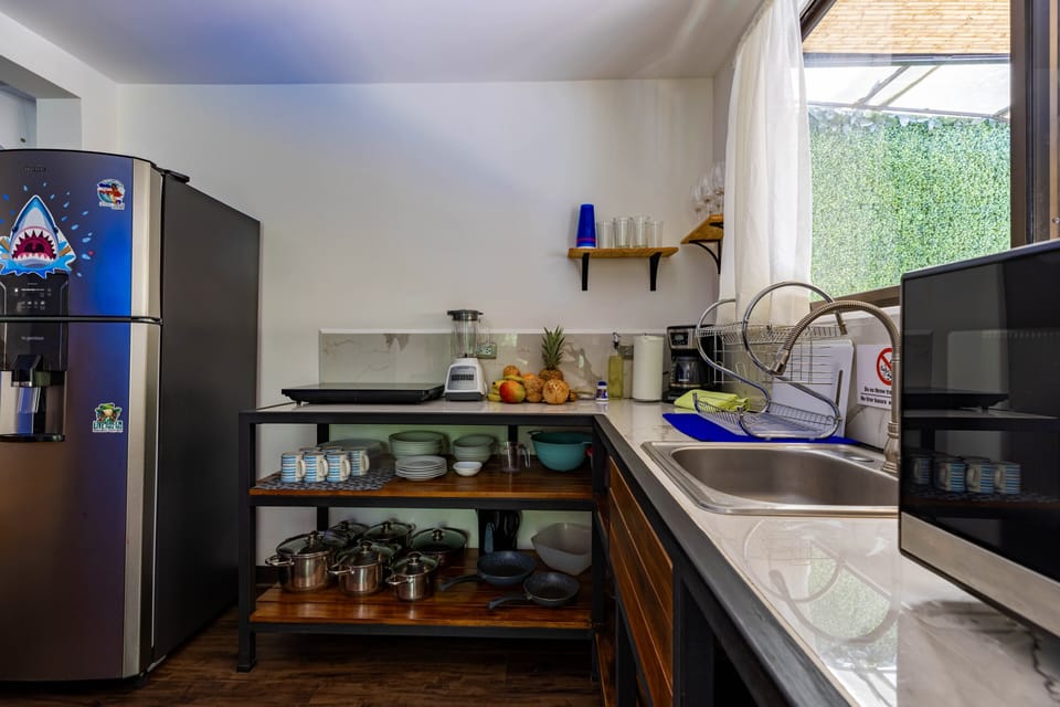 Deluxe House | Private kitchen | Full-size fridge, microwave, electric kettle, toaster