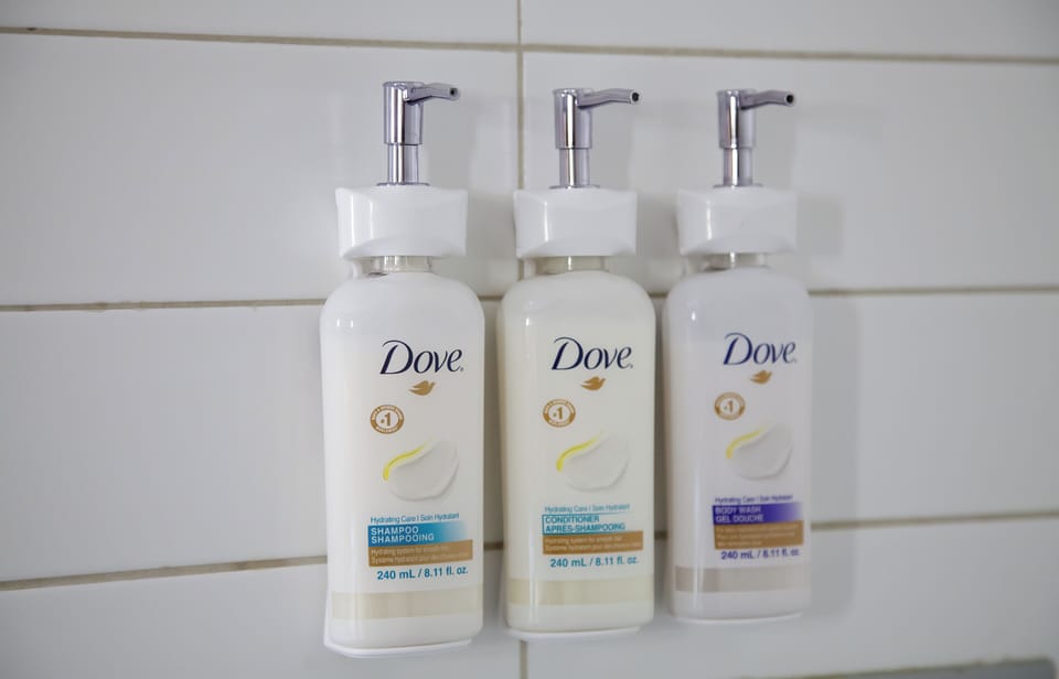 Eco-friendly toiletries, hair dryer, towels, soap
