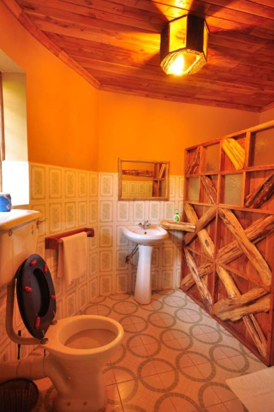 Combined shower/tub, towels