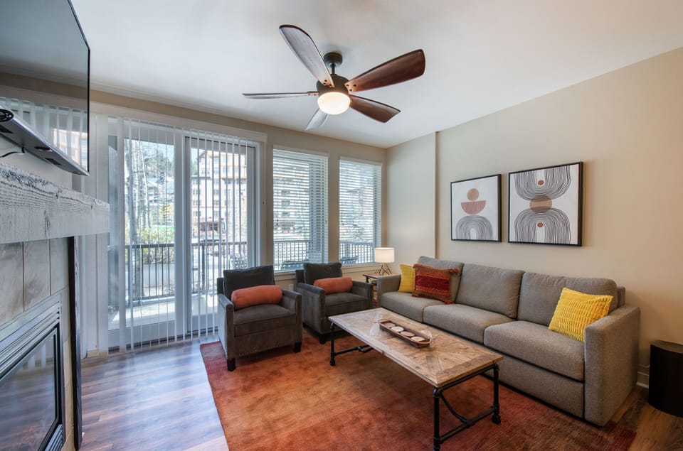 Condo, 2 Bedrooms | Living area | TV, fireplace