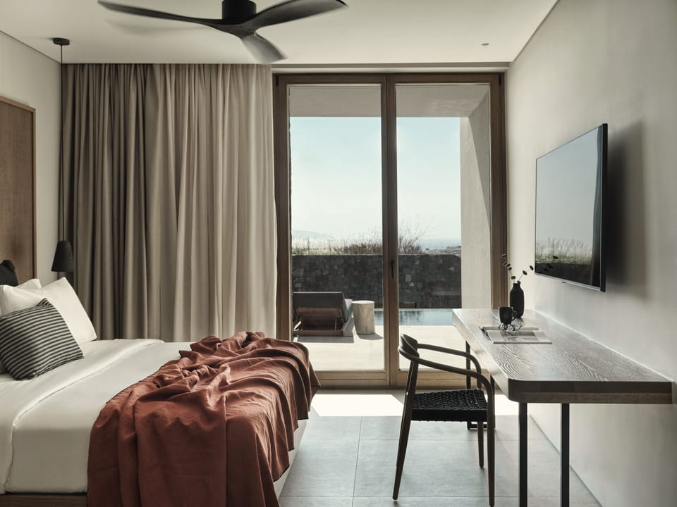 Suite, Private Pool, Sea View (Lava) | Minibar, in-room safe, desk, laptop workspace