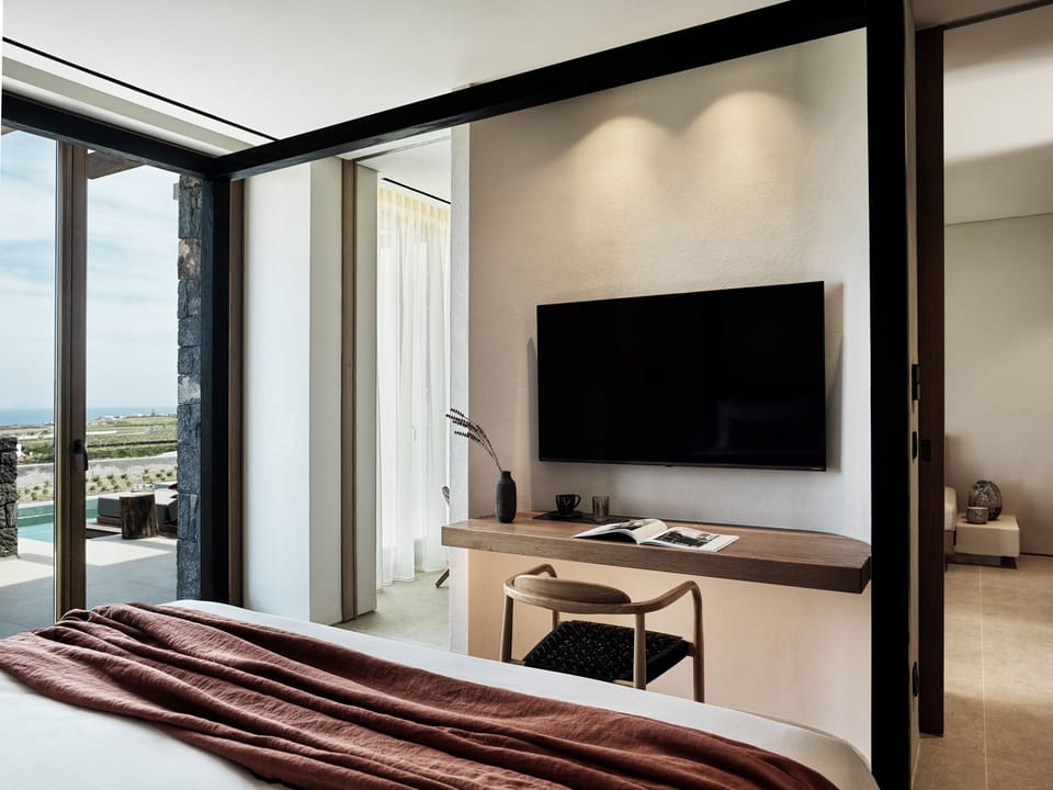 Suite, Private Pool, Sea View (Lava) | Minibar, in-room safe, desk, laptop workspace
