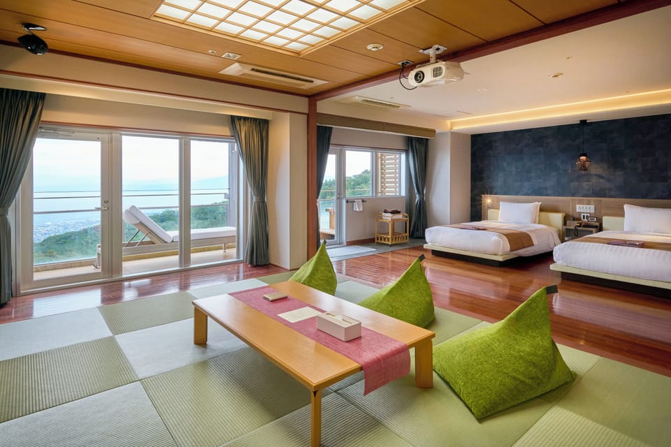 Modern suite Japanese-Western style room with cypress open-air bath KAZE, Non Smoking | Premium bedding, in-room safe, desk, WiFi (free)