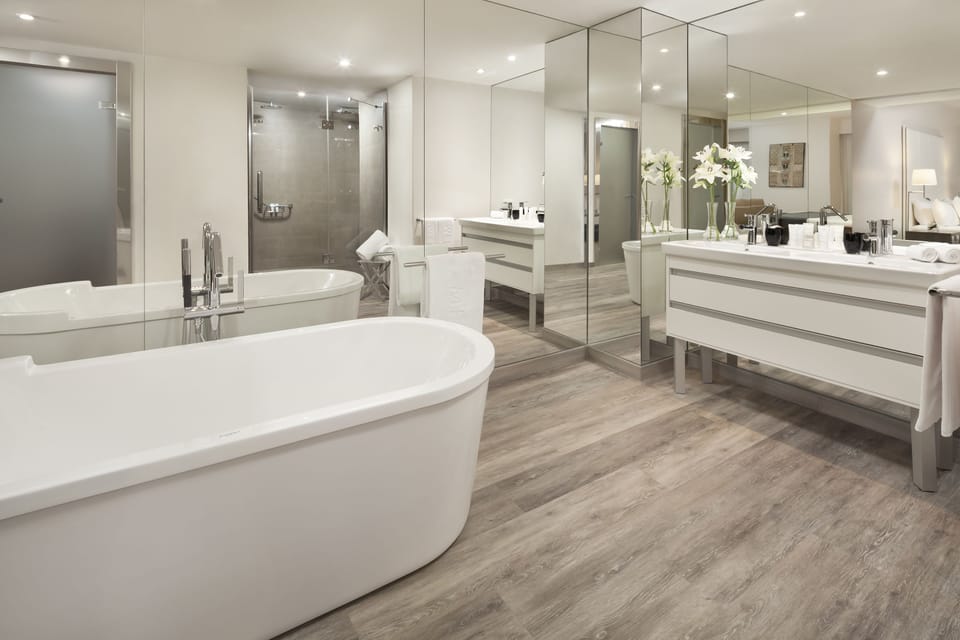 Eco-friendly toiletries, hair dryer, bathrobes, bidet