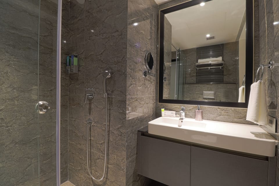 Deluxe Room | Bathroom | Eco-friendly toiletries, hair dryer, towels, soap