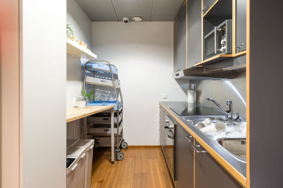 Mini-fridge, shared microwave