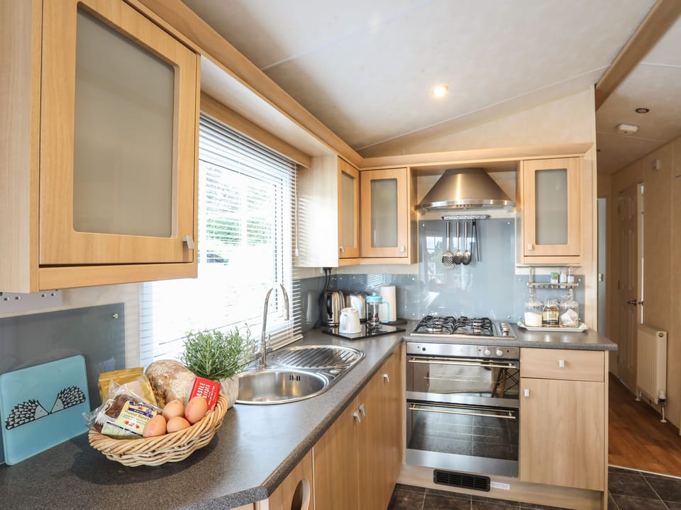Fridge, microwave, electric kettle, toaster