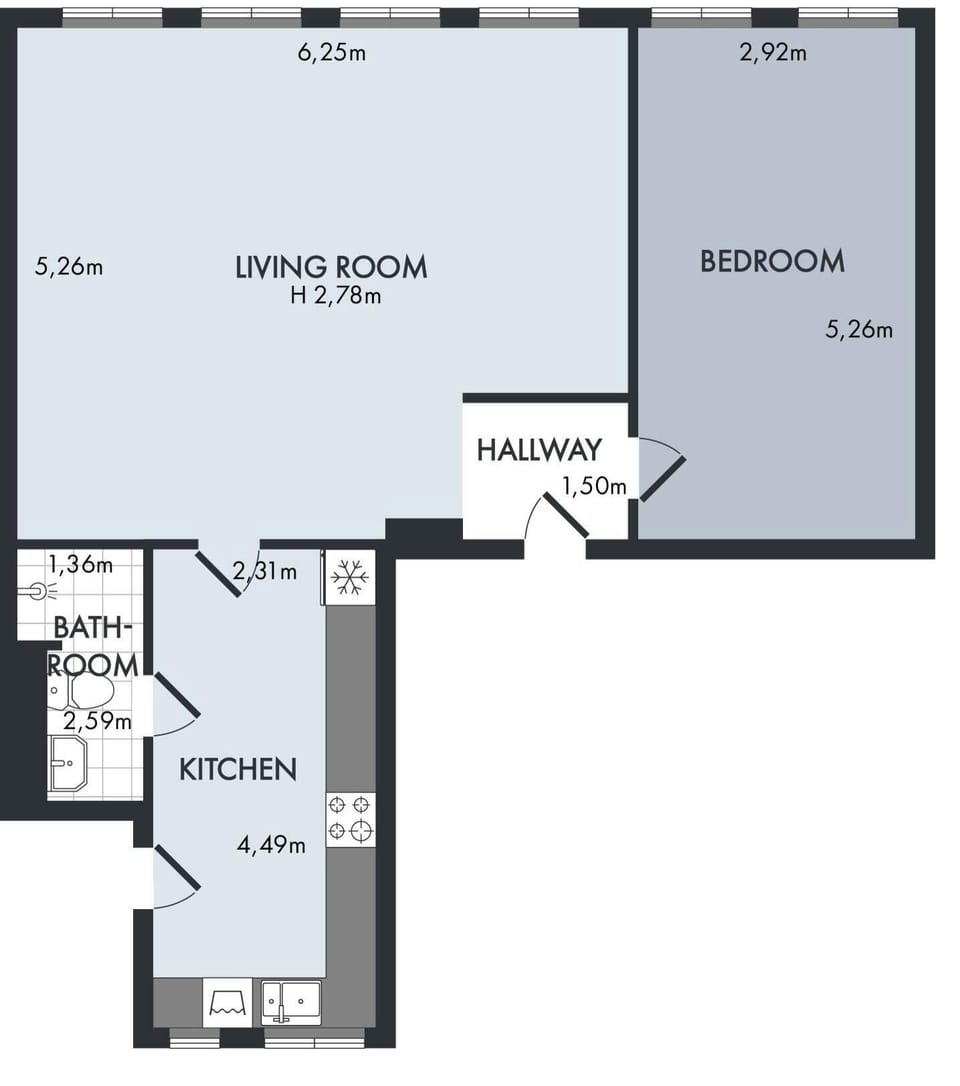 Apartment, 1 Bedroom, City View | Floor plan