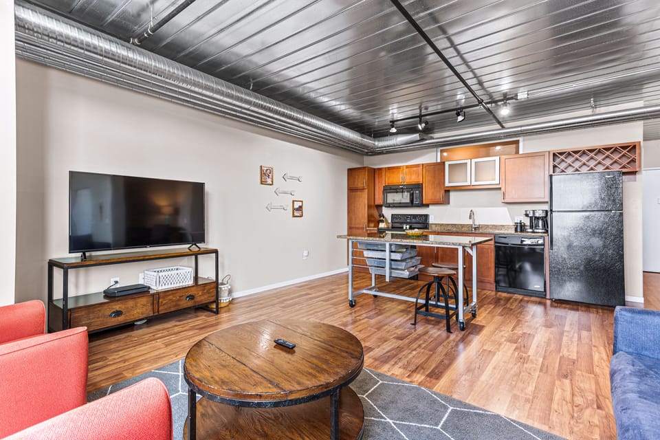 Luxury Apartment | Living area | 55-inch Smart TV with digital channels, TV, streaming services