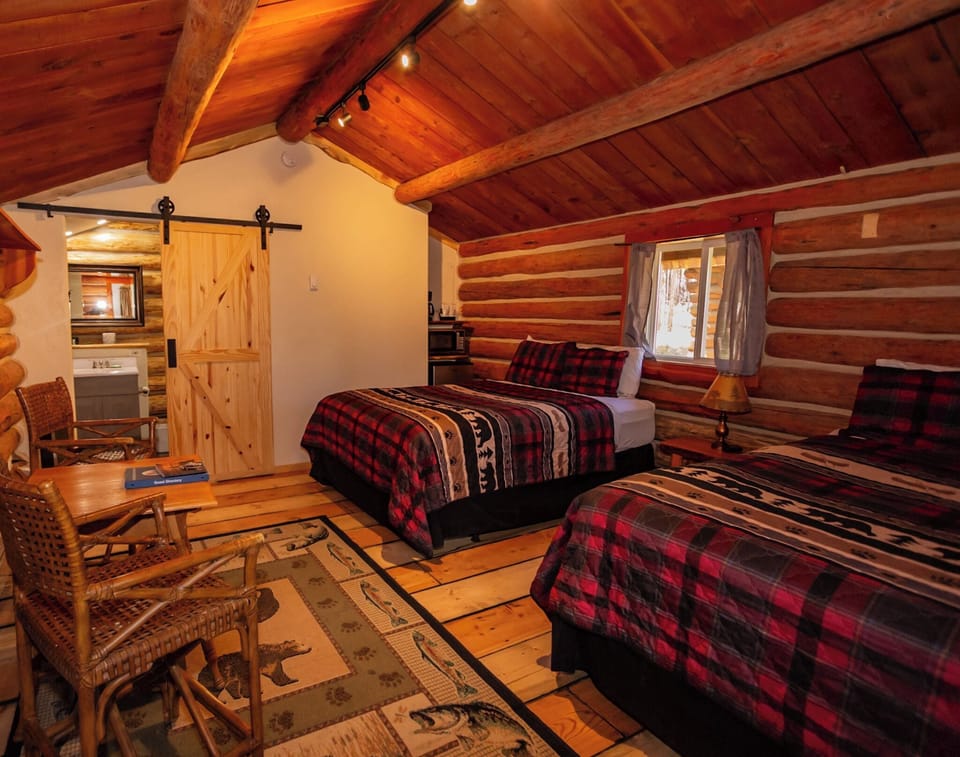 Standard Cabin, 2 Queen Beds, Patio, Mountain View | Free WiFi, bed sheets