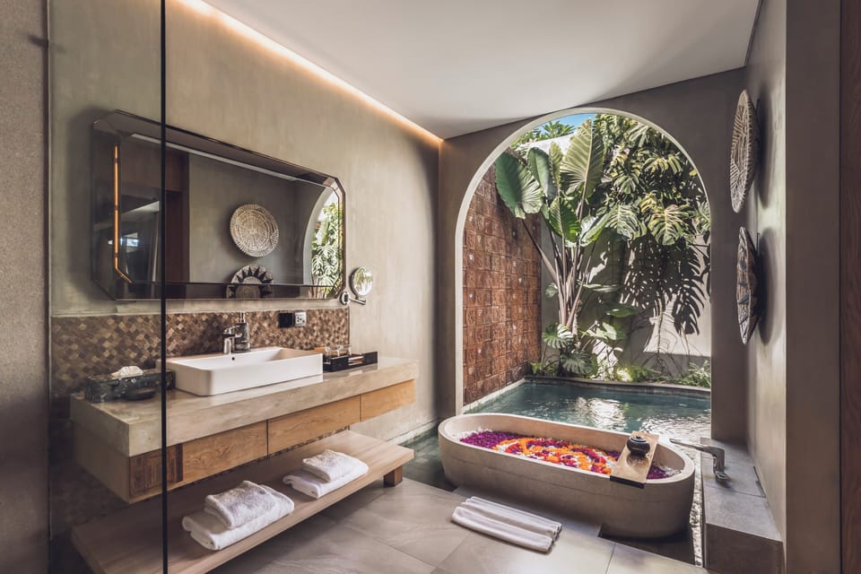 Smart One Bedroom Villa with Private Pool and Bathtub | Bathroom | Hair dryer, bathrobes, slippers, bidet