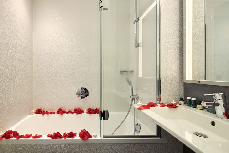 Superior Double Room, Bathtub | Bathroom | Rainfall showerhead, free toiletries, hair dryer, towels