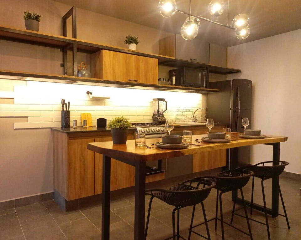 Premium Apartment | Private kitchen | Full-size fridge, microwave, oven, stovetop