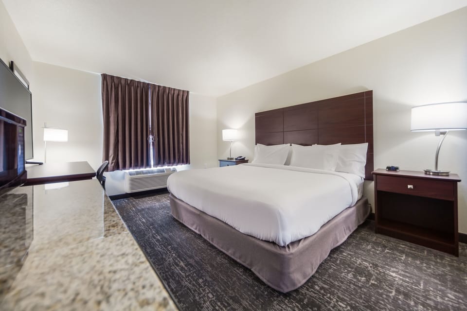 Room, 1 King Bed, Accessible, Non Smoking | Down comforters, pillowtop beds, desk, laptop workspace