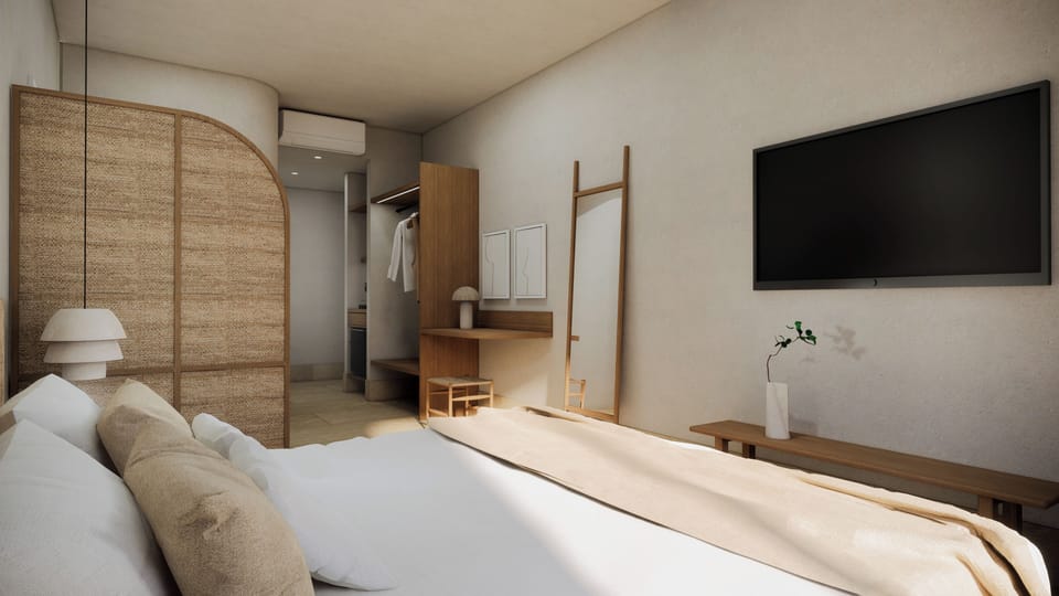 Junior Suite with Open Air Hot Tub and Garden View | Hypo-allergenic bedding, down comforters, memory foam beds, desk
