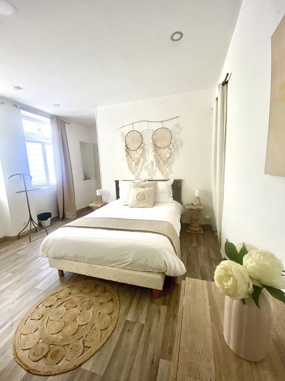 Premium bedding, Select Comfort beds, blackout drapes, soundproofing