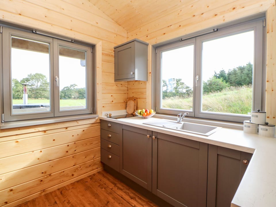 Fridge, electric kettle, toaster, cookware/dishes/utensils