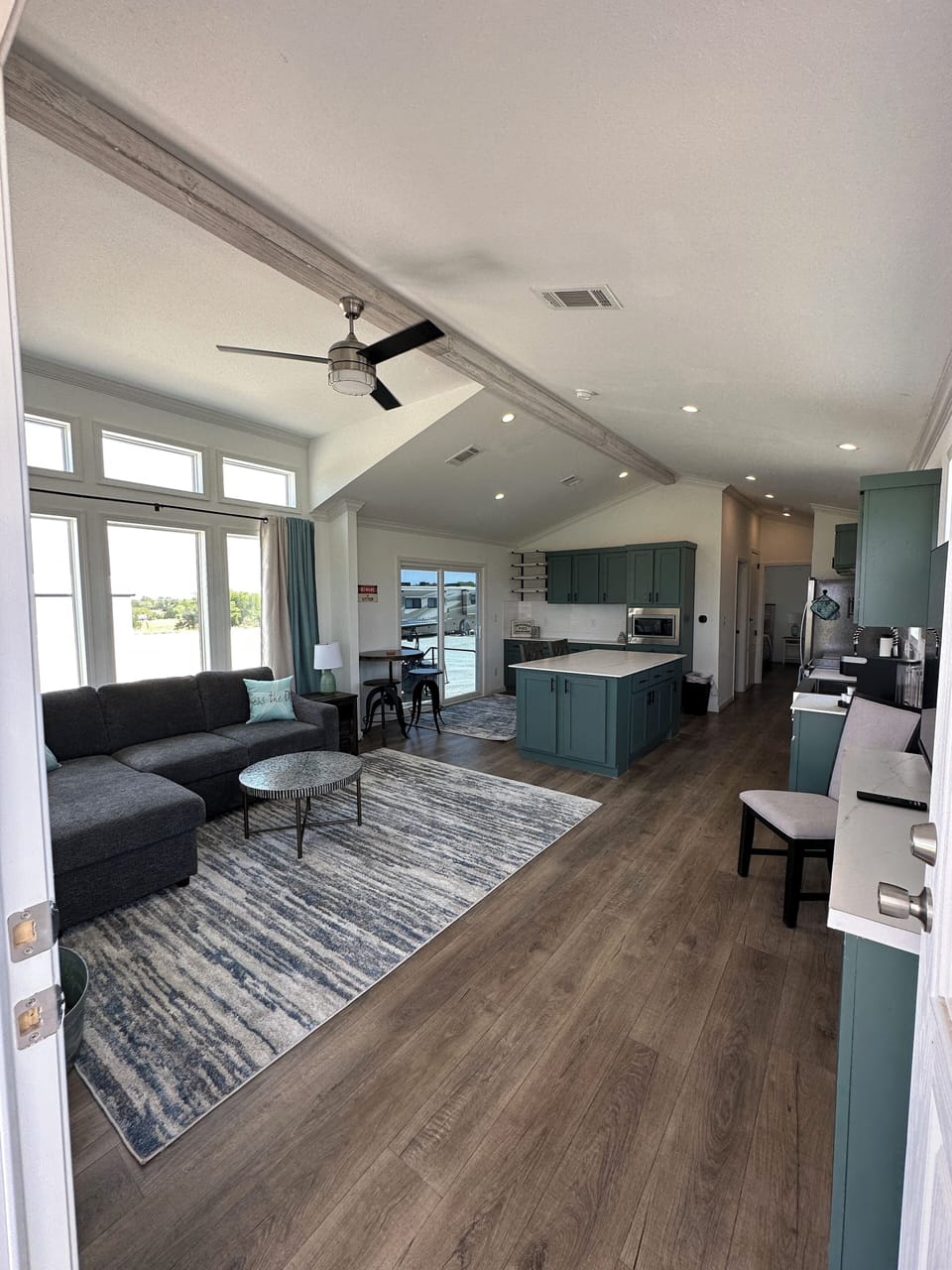 Premier Cabin, 1 King Bed with Sofa bed, Lake View | Private kitchen | Full-size fridge, microwave, oven, stovetop