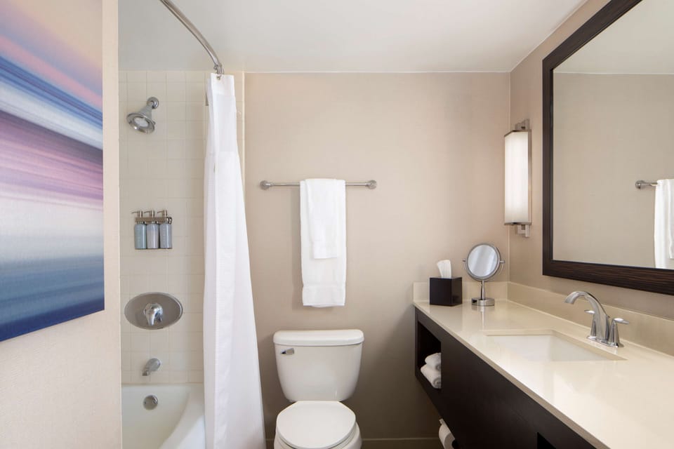 Free toiletries, hair dryer, towels