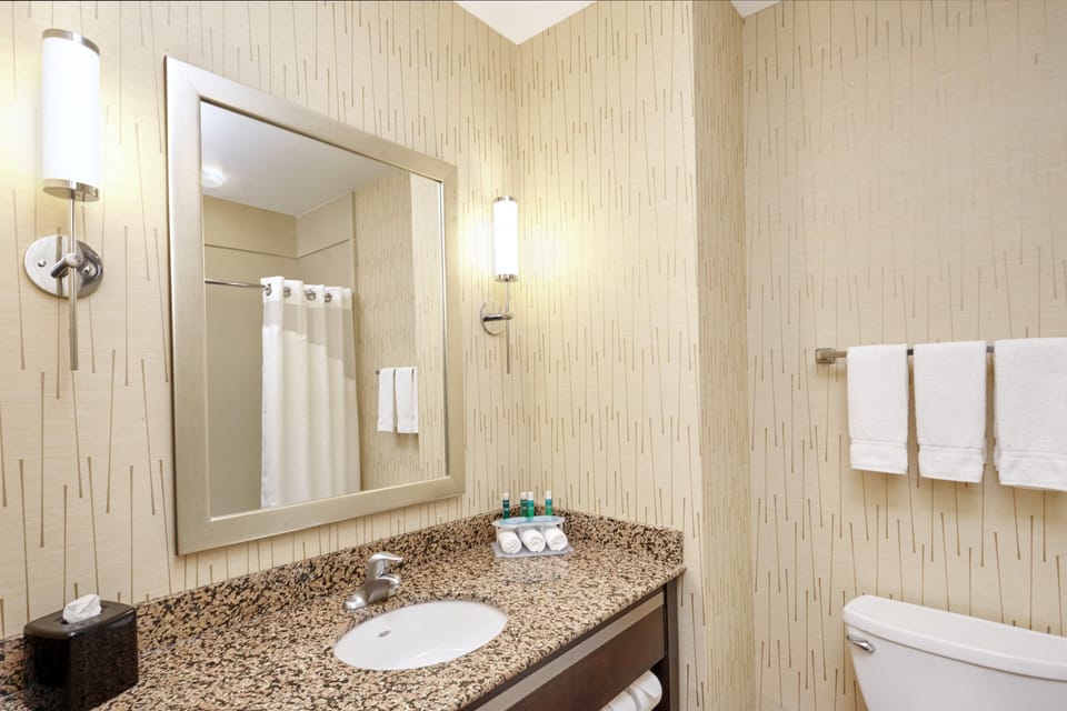 Bathtub, hair dryer, towels