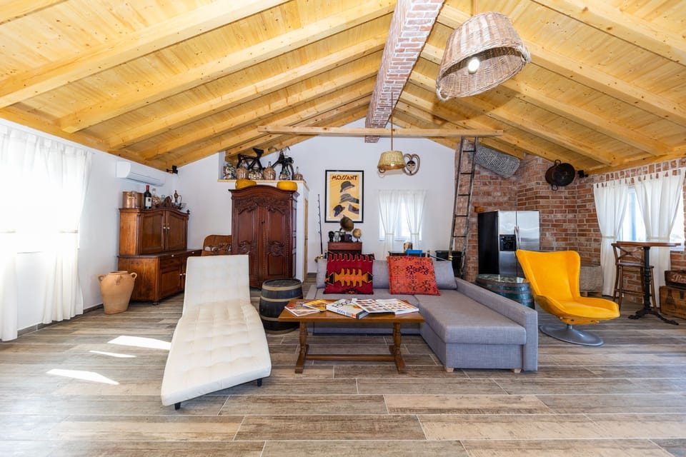 Traditional Villa, 5 Bedrooms, Private Pool, Sea View | Living area | 100-cm flat-screen TV with satellite channels, TV, fireplace